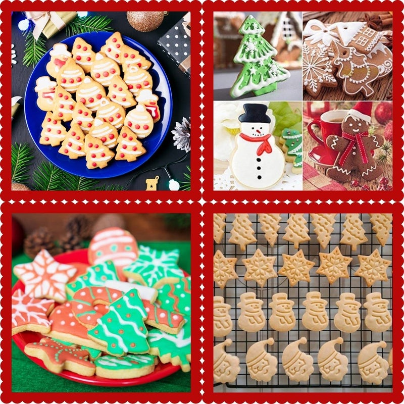 KAISHANE Christmas Themed MINI Cookie Cutter Embossing Mold Fondant Stamper Set - 8Pcs Plastic spring die Biscuits Pastry Cutter Set 3D Cookie Cake Plunger Cutter Baking Mould - Image 4